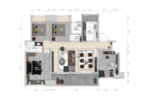 108m2的现代居室，一家四口用刚刚好